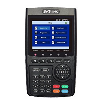 SATLINK WS-6916 DVB-S/S2 HD Digital Satellite TV Finder with MPEG-2/MPEG-4, Digital Satellite Signal Finder Meter, Black