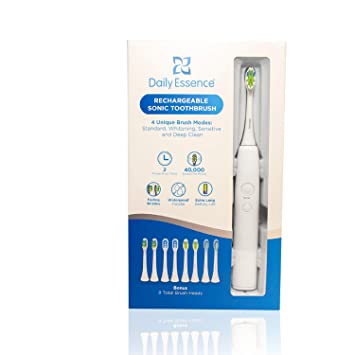 Daily Essence 00747-12 Rechargable Sonic Toothbrush, White