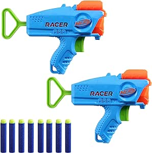 Nerf Elite Racer Easy-Play Dart Blaster 2 Pack, 8 Nerf Elite Darts, Nerf Blaster Outdoor Toys, Ages 6  (Amazon Exclusive)