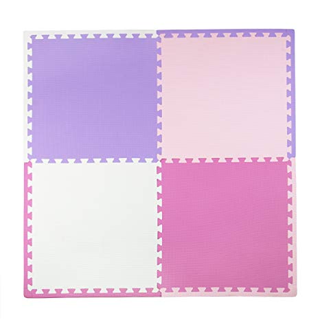 Tadpoles 24" Playmat 4 Piece Set, Pink/Purple, 50" x 50"