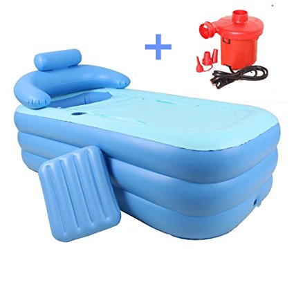 Best Bathtub Folding Portable Foldable Bathtub Inflatable Adult PVC Bath Tub Air Pump Blue
