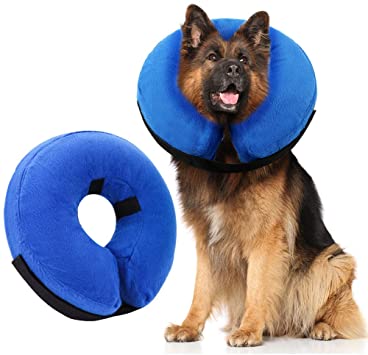 AhlsenL Inflatable Comfy Cone for Dogs Cats Protective Soft Pet Recovery Collar After Surgery Prevent Dogs from Biting & Scratching