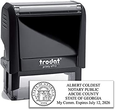 Notary Stamp Seal Ink Personalized Self Inking Stamp Custom Stamp Rubber Stamp Trodat 4913 Self Ink Notary Stamp for State of Georgia