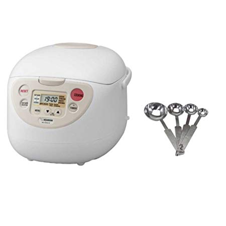 Zojirushi NS-WAC10WB Fuzzy Logic 5.5-Cup Rice Cooker and Warmer Includes Stainless Steel Measuring Spoon Set