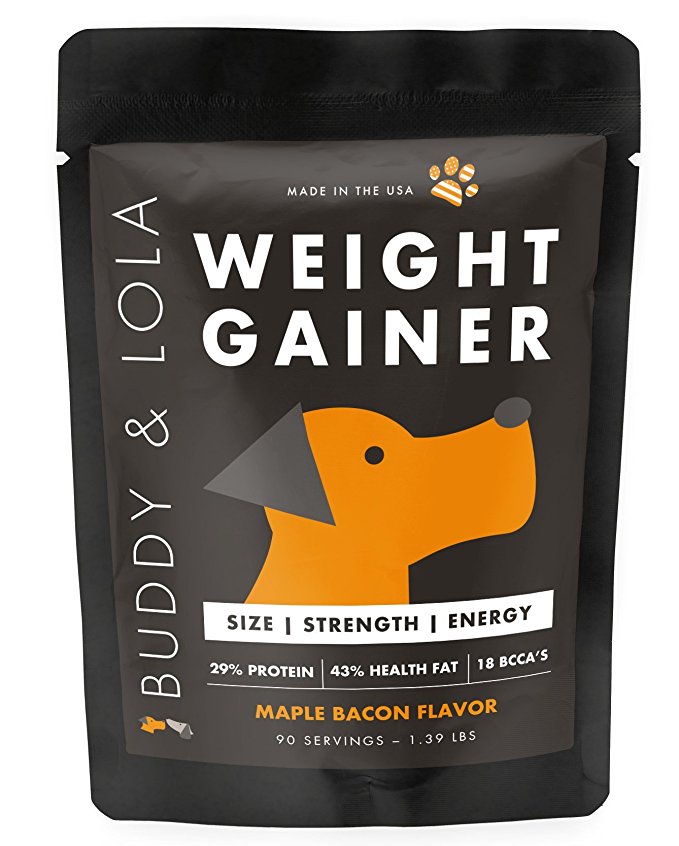 Buddy & Lola Weight Gainer for Dogs - 90 Servings (1.39 lbs) – Healthy Weight Gainer Supplement for Dogs – Muscle Builder, Energy & Performance Supplement for All Breeds | Made In The USA