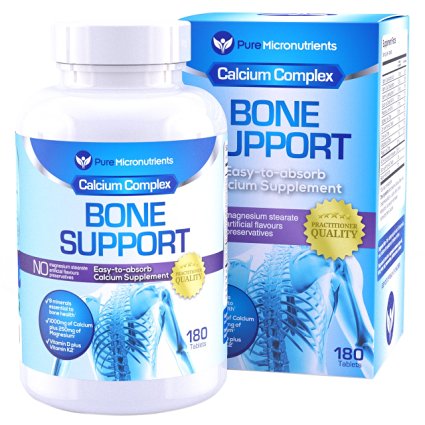 Bone Support – Calcium Supplement with Calcium Citrate & Hydroxyapatite 1000mg   Magnesium, K2, Vitamin D3 & more, 180 Tablets