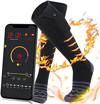 Heated Socks for Men Women-5000mAh Rechargeable Battery Electric Heating Socks with APP Remote Control,Foot Warmer for Raynaud's and Winter Outdoor Sports Skiing/Hunting/Motorcycling