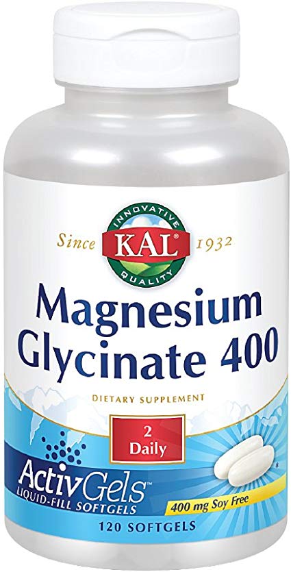 KAL Magnesium Glycinate 400 ActivGels | Soy-Free Liquid-Filled Softgels | for Relaxation and Healthy Muscle Function | 120 Softgels