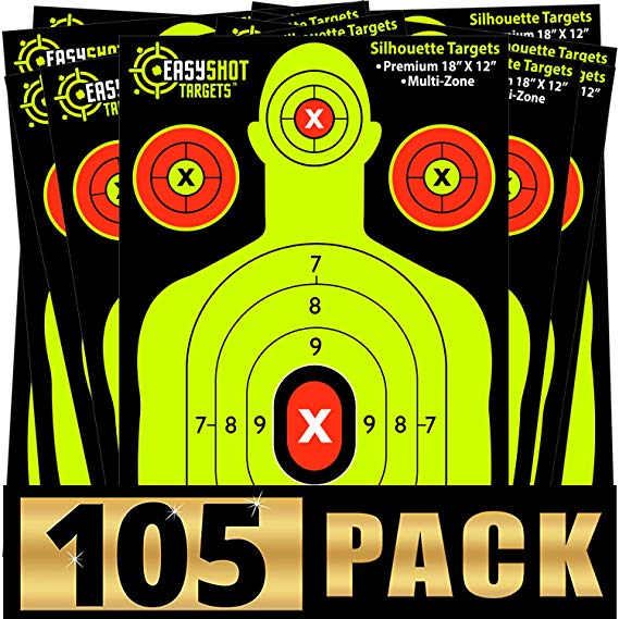 "105-PACK" SHOOTING TARGETS, Neon Yellow & Orange Colors Make it Easy to See Your Shots Land, Heavy-Duty Silhouette Paper Sheets - 150 Free Repair Stickers, Close To Wholesale Prices.