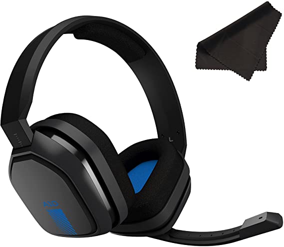 ASTRO Gaming A10 Headset for Xbox One/Nintendo Switch / PS4 / PC and Mac - Wired 3.5mm and Boom Mic by Logitech w/Microfiber Cloth - Bulk Packaging - (Blue/Black)