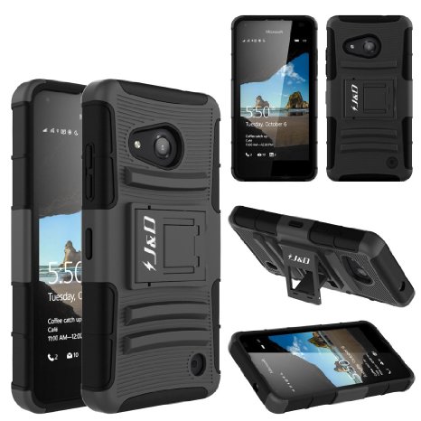 Lumia 550 Case JampD Kickstand Belt and Clip Holster Combo Microsoft Lumia 550 Rugged Case Heavy Duty Hybrid Shock Proof Fully Protective Case for Lumia 550 Black