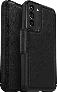 OtterBox Galaxy S22  Strada Series Case - SHADOW (BLACK/PEWTER), card holder, genuine leather, pocket-friendly, folio case