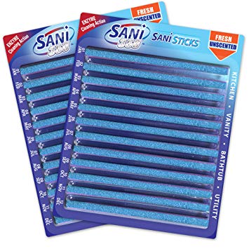 Sani Sticks Drain Cleaner & Deodorizer | Non-Toxic, Enzyme Formula to Eliminate Odors & Helps Prevent Clogged Drains | Septic Tank Safe | 24 Pack, Unscented