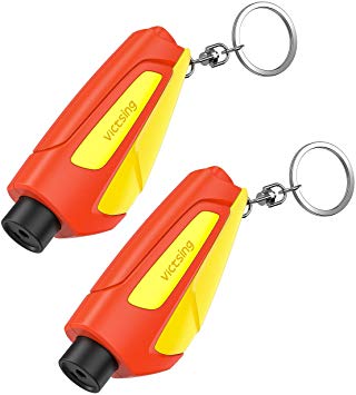 VicTsing Car Escape Tool Safety Seatbelt Cutter and Window Glass Breaker, Portable Keychain Rescue Tool for Land, Underwater Emergency, 2 Pack