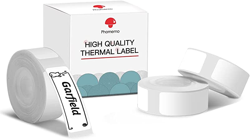 Phomemo D30 Label Maker Tape Black on White Sticker Thermal Paper Self-Adhesive Label Tape, 12 x 40mm ( 3/8" x 1 1/2") 160 Tapes/Roll, 3-Roll