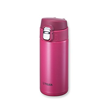 Tiger MMJ-A036 PA Vacuum Insulated Stainless Steel Travel Mug with Flip Open Lid, Double Wall, 12 Oz, Pink