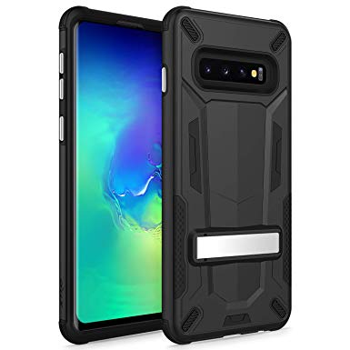 Zizo Transform Series Compatible with Samsung Galaxy S10 Case Dual Layered with Built in Kickstand Slim and Shockproof Black Black