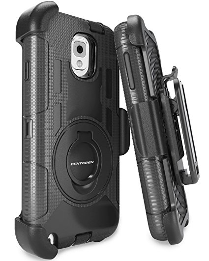 Galaxy Note 3 Case, BENTOBEN Note 3 Case Belt Clip Holster Heavy Duty Rugged Bumper Hybrid Shockproof Built-in Rotating Kickstand Protective Case for Samsung Galaxy Note 3, Black