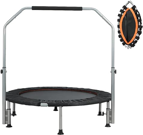 Mini Trampoline Fitness Trampoline with Handle, 40 inch, 330lb Weight Capacity