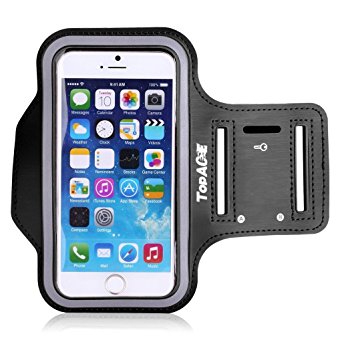 TopAce Adjustable Sports Gym Running Armband For Google Pixel XL / Moto Z Play / LG V20 / Xiaomi Redmi Note 4 Protective Case Cover Pouch Sleeve / Key Holder (Black)