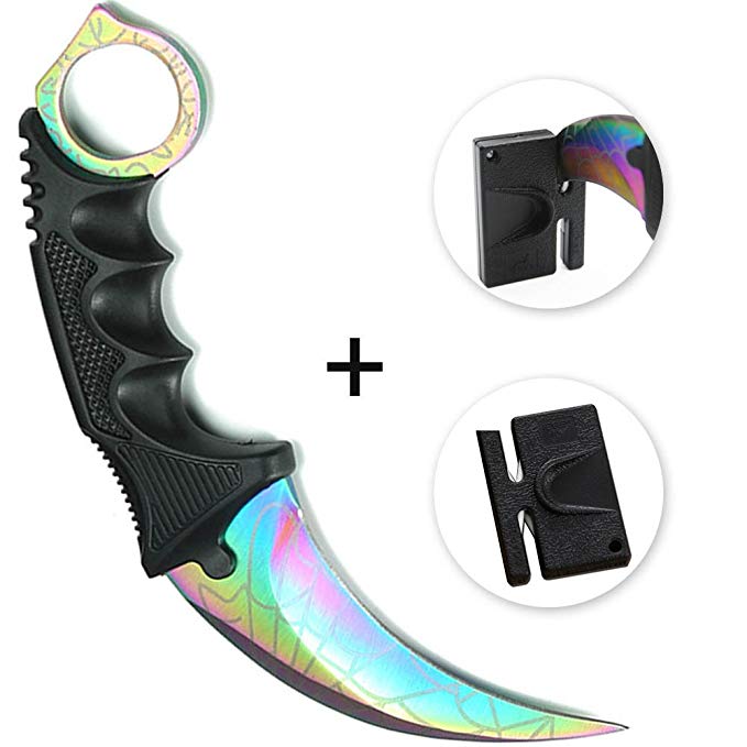 Morpho Diana KARAMBIT Tactical Knife By Magnolia Gear | CSGO Knife | Neck Knife Easy To Carry with Rope, Sheath and Sharpener | Perfect Hunting Knife, Fishing Gear Camping