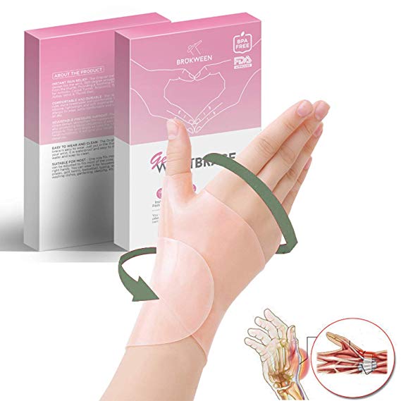 Gel Wrist Brace, Adjustable Elastic Self-adhesive Pressure Support Relief Pain from Tenosynovitis, Arthritis, rheumatism, Carpal Tunnel, Tendonitis, for Right and Left Hands for Men and Women Beige