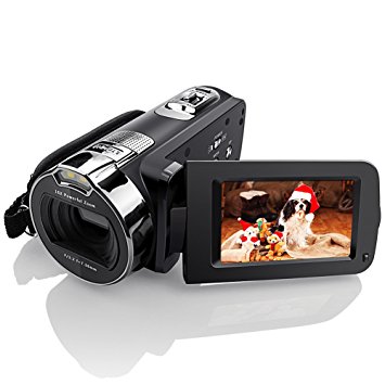 Camera Camcorders, Eamplest Full HD 1080P 24MP 16X Digital Zoom Video Camera with 2.7" LCD and 270 Degree Rotation Screen Support LED Fill Light and Face Detection Function (HDV-312P)