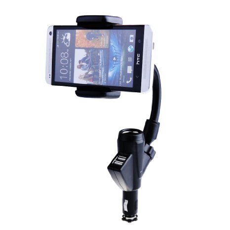ZhiZhu Dual USB Car Charger Phone Cradle Mount Holder Stand for iPhone 5S 5G 5C 5 4S 4G 4th 4 3GS 3G Samsung Galaxy S1 S2 S3 S4 SII SIII SIV note1 note2 note3 note s 1 2 3 HTC Nokia