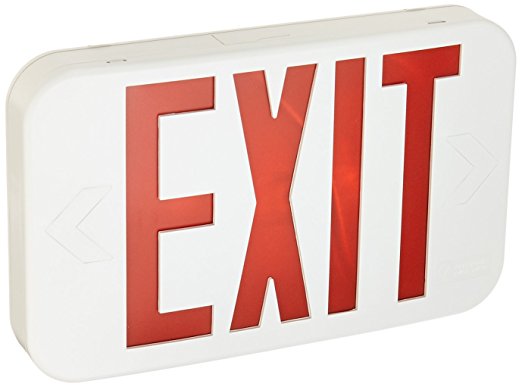 Lithonia Lighting EXR LED EL M6 Red Thermoplastic LED Emergency Exit Sign with Backup Battery