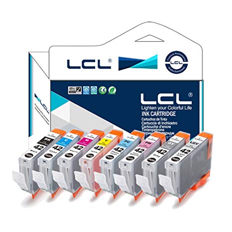 LCL Compatible for Canon CLI-42 CLI-42BK (8-Pack BK C M Y PC PM LGY GY) Ink Cartridge for Canon PIXMA Pro-100/Pro-100S