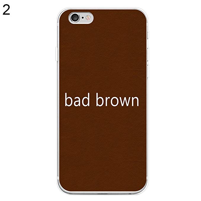 EUNOMIA Simple Bad Brown Hard PC Clear Soft Frame Slim Back Case Cover For iPhone 6 6s 7 Plus Samsung Galaxy S6 S7 Edge Plus - 2# for iPhone 6 Plus/6S Plus