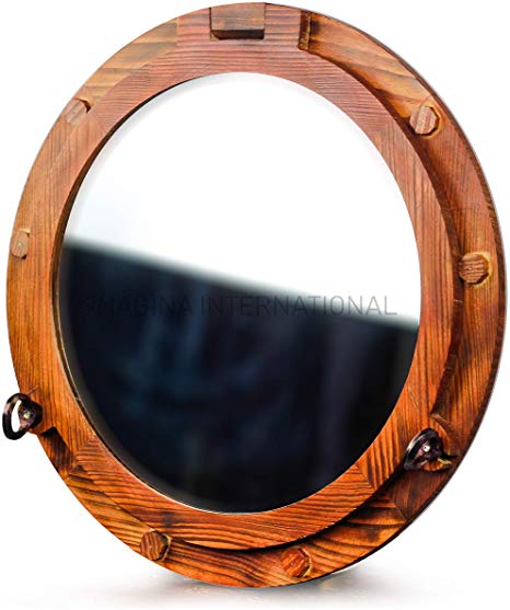 Wooden Nautical Porthole Mirror