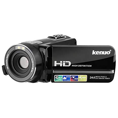 Camcorder, Kenuo 1080P 24MP HD Digital video Camera,3.0''TFT LCD Stabilization 270 Degree Rotation Screen Camera Bag Lithium Battery
