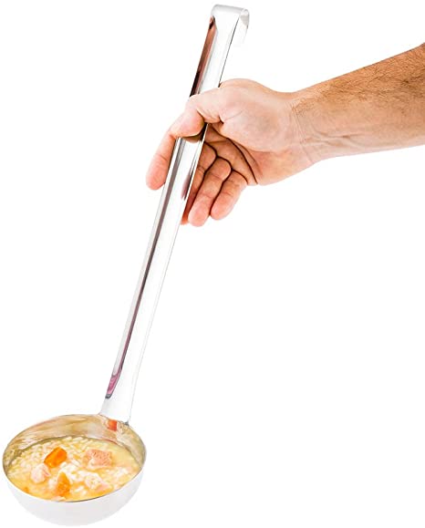 Stainless Steel Serving Ladle, Serving Spoon - Hook Handle - 12 oz - 1ct Box - Met Lux - Restaurantware