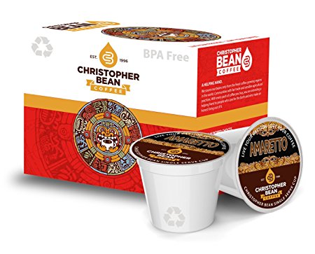 Christopher Bean Coffee Single Coffee K Cup for Keurig Brewers, Amaretto (1 Box Of 18 K Cups)