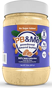 PB&Me All Natural Powdered Almond Butter, No Sugar Added, Gluten Free, High Protein, 16 oz