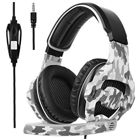 Sades SA810S Gaming Headset for PS4 Professional 3.5mm PC Game Bass Headphones Stereo Noise Isolation Over-ear Headset with Mic Microphone for PS4 Xbox one Laptop Computer and Smart Phone-Camouflage