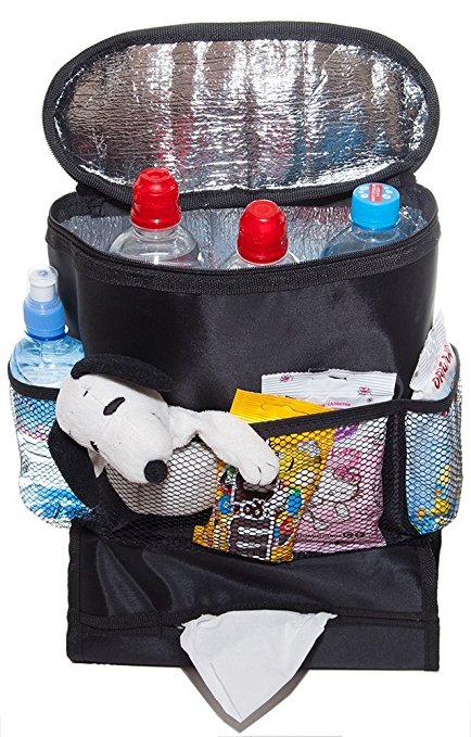 EAST HONG Car Back Seat Organizer/Auto Seat /Multi-Pocket Travel Storage Bag/Insulated Car Seat Back Drinks Holder Cooler /Storage Bag Cool Wrap Bottle Bag/Mesh Pockets(Heat-Preservation)