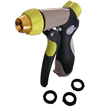 Garden Hose Nozzle - Hand Sprayer - Adjustable, Heavy Duty Metal Construction