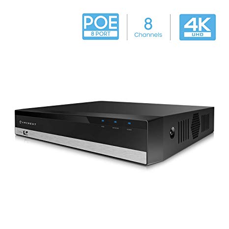 Amcrest NV2108E-HS 8CH PoE NVR 4K/6MP/5MP/4MP/3MP/1080P Network Video Recorder, 8-Channels, Supports 8 x 4K IP Cameras, HDD Not Included (Supports up to 6TB Hard Drive)