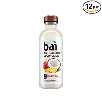 Bai Coconut Flavored Water, Madagascar Coconut Mango, Antioxidant Infused Drinks, 18 Fluid Ounce Bottles, 12 count