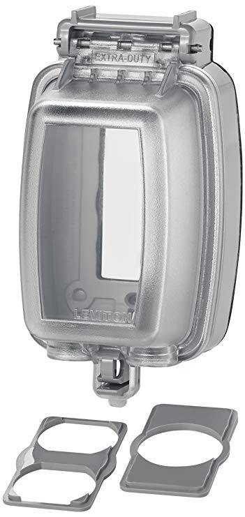 Leviton 5980-UCL Vertical While-in-Use Cover for GFCI/Decora Duplex and Single Outlet, Clear