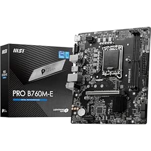 MSI PRO B760M-E Motherboard, Micro-ATX - Supports 14th/13th/12th Gen Intel Core Processors, LGA 1700 - DDR5 Memory Boost 5600MHz, PCIe 4.0 x16 Slot, M.2 Gen4 Slot