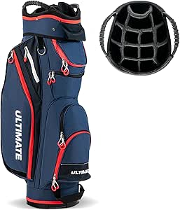 Goplus Golf Cart Bag with 14-Way Dividers, Lightweight Portable Golf Club Bag with 8 Zippered Pockets Including Cooler Bag, Rain Hood, Shoulder Strap, Carry Handle, Golf Bag for Men Women