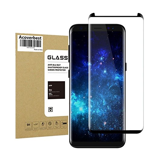 Galaxy S8 Plus Tempered Glass Screen Protector , Acoverbest Screen Protector [9H Hardness] [HD Anti-Fingerprint] [ Bubble Free] [Scratch Proof] Screen Protector for Samsung Galaxy S8 Plus Black