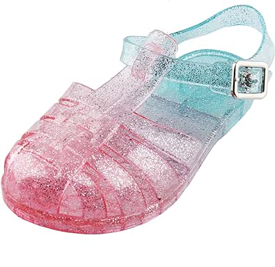 Toddler Girls Jelly Sandals Soft Rubber Sole Closed Toe Beach Summer Shoes Princess Flat