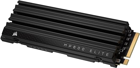 Corsair MP600 Elite 2TB M.2 PCIe Gen4 x4 NVMe SSD with Included Heatsink – M.2 2280 – Up to 7,000MB/sec Sequential Read – High-Density 3D TLC NAND – Black