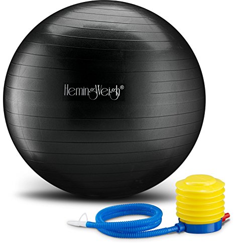 HemingWeigh Exercise Anti-Burst Ball For Fitness Stability and Yoga, Includes Foot Pump