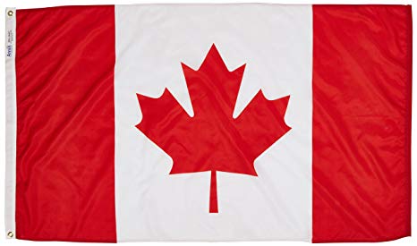 Canada Flag 3x5 ft. Nylon SolarGuard NYL-Glo 100 Made in USA to Official United Nations Design Specifications by Annin Flagmakers