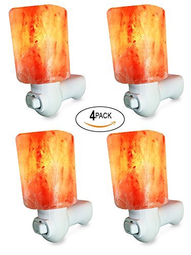 Dream Salts Himalayan Salt Lamp Night Light/Plug for Air Purifying, Bedroom Decoration and Lighting, 4 Pack (Cylinder)